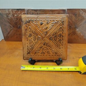 Michaels Metal Wall Plaque. Copper & Black. Set Of 4. 7x7 inches.